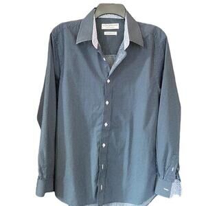 Nick Graham | Men’s Blue Modern Fit Long Sleeve Dress Shirt | Size Large | 0009